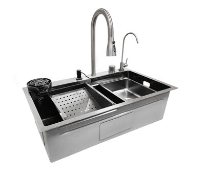 мойка_нерж___6_в_1__santrek_aqua_750х450х220_т_3_0_графит_hb7545fb__6____сифон____подарок__колландер__фруктовница__доска__2_смесителя__ополаскиватель_